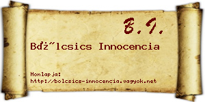 Bölcsics Innocencia névjegykártya